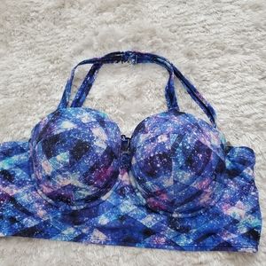 torrid Blue Purple Galaxy Print Longline Bikini Top